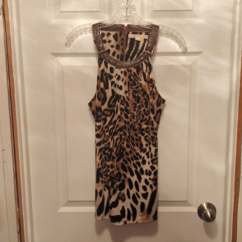 Boston Proper Brown Tan Leopard Halter Top Animal Print Women's Size S